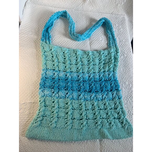 Handmade Aquamarine Hand Crocheted Handbag - Picture 10 of 10